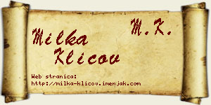 Milka Klicov vizit kartica